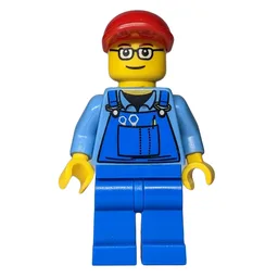 Worker - Medium Blue Torso, Blue Overall, Glasses