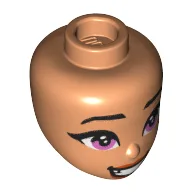 Minidoll Head, Big Bright Pink Eyes, Crazy Smile, Red Lips Print / Nougat