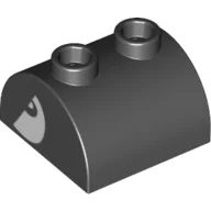 Brick Curved 2 x 2, Two Top Studs with Bullet Bill Face Print / Black