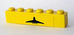 Brick 1 x 6 with Black Airplane Pattern (Sticker)