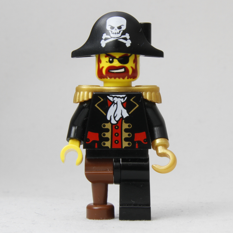 Lego Pirate - Captain, Pearl Gold Hook, Bicorne with Skull