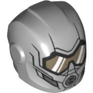 Lego Helmet with Armor Plates and Ear Protectors with Eye Visor and Mouthpiece Print (Wasp) / Light Bluish Gray