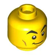 Minifig Head Cyber Rider, Big Eyebrows, Smile / Silver Glasses (Visor) Print / Yellow