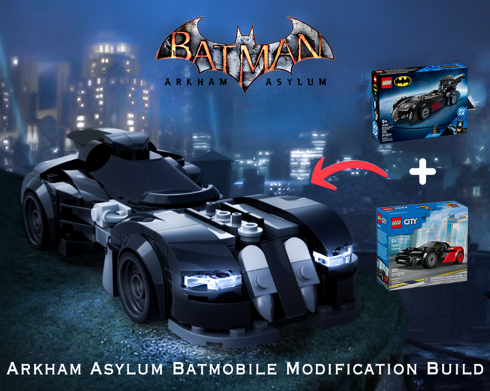 Lego Arkham Asylum Batmobile Modification Build of Sets 76333 and 60486