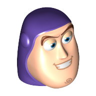 Lego Minifig Head Special, Buzz Lightyear with Purple Hood Pattern / Light Nougat