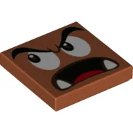 Tile 2 x 2 with Goomba Face Looking Right with Open Mouth Print / Dark Orange