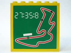 Lego Brick 1 x 6 x 5 with Race Track and Time Pattern (Sticker) - Set 6337
