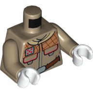 Lego Torso Hoth Rebel Jacket with Pockets and Brown Belt Print, Dark Tan Arms, White Hands / Dark Tan