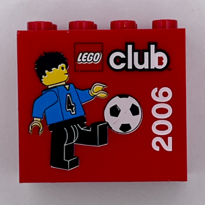 Lego Brick 2 x 4 x 3 with 'LEGO club 2006' Print / Red
