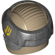 Lego Helmet Rebel Commando with Flat Silver Band and Yellow Insignia Print / Dark Tan