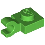 Plate Special 1 x 1 with Clip Horizontal [Thick Open O Clip] / Bright Green