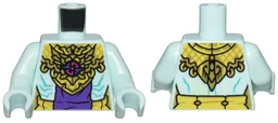Torso Armor with Yellow and Gold Links, Emblem, Dark Purple Panel, Bare Skin with Dark Turquoise Lines Pattern / Light Aqua Arms / Light Aqua Hands