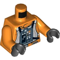 Torso Rebel Pilot with White Flight Suit Print, Orange Arms, Black Hands / Orange