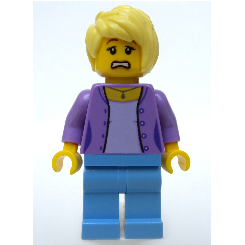 Lego Medium Lavender Torso, Medium Blue Legs, Tan Hair