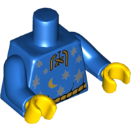 Lego Torso Shirt Lace-up with Moon and Stars and Gold Rope Belt Print, Blue Arms, Yellow Hands / Blue
