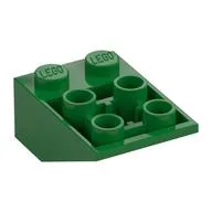 Brick Sloped Inverted 33° 3 x 2, Connections between Studs, Ovoid Bottom Pin / Green