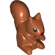 Lego Animal, Squirrel, Standing, Black Eyes and Reddish Brown Nose Print / Dark Orange