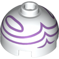 Lego Brick Round 2 x 2 Dome Top, Hollow Stud with Purple Lines print / White