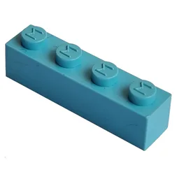 Modulex Brick 1 x 4 with M on Stud / Modulex Pastel Blue