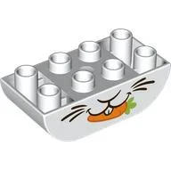 Duplo Brick 2 x 4 Curved Bottom, Rabbit Mouth Print / White
