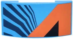 Slope, Curved 4 x 2 x 2/3 Double with Orange Panel, Black Triangle and Dark Blue Angled Stripes Pattern