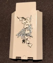 Panel 3 x 3 x 6 Corner Wall without Bottom Indentations with 9 White Ivy Leaves, Spider and Web Pattern, Glow in the Dark (Sticker) - Set 9468