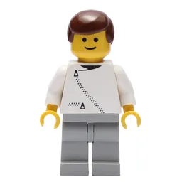 Man, White Jacket with Zipper, Light Gray Legs, Brown Hair