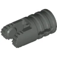 Hinge Cylinder 1 x 2 Locking with 2 Click Fingers and Axle Hole, 9 Teeth / Dark Gray