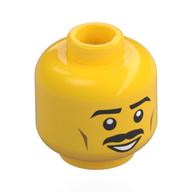 Lego Minifig Head Fred Finley, Mustache, Eyebrows, Open Mouth Print [Hollow Stud] / Yellow