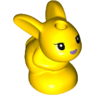 Lego Animal, Rabbit / Bunny, Baby Sitting with Black Eyes and Lavender Nose Print / Yellow
