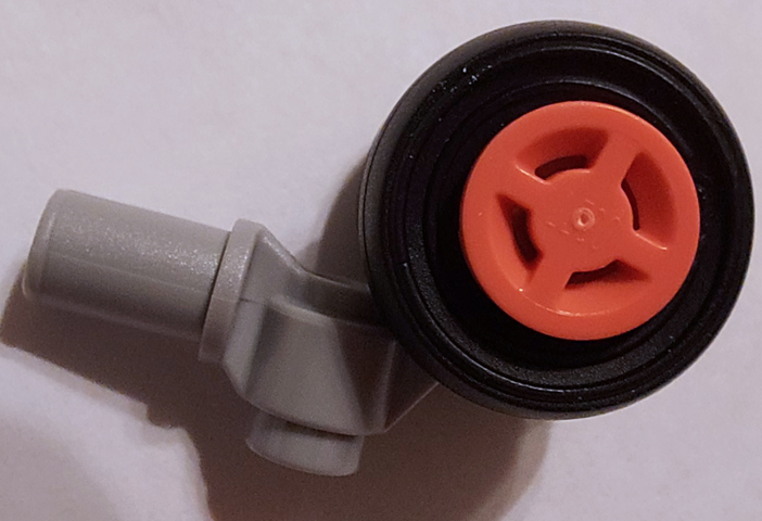 Lego Technic Pin with Dual Wheels Holder with Coral Wheels with Slot and Black Tires (61483 / 34337 / 59895)