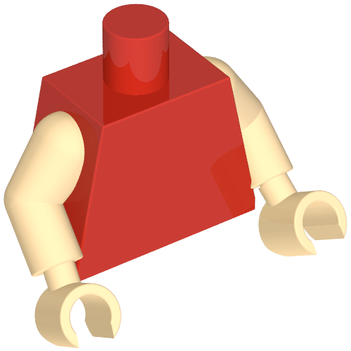 Lego Torso Tank Top with Black Shoulders, Hogwarts Crest / 'POTTER' Print, Light Nougat Arms and Hands / Red