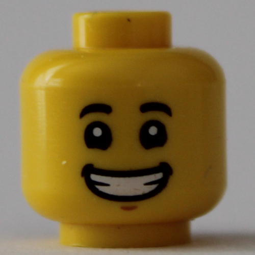 Lego Minifig Head Lil' Nelson, Dark Purple Mask / Big Smile print / Yellow