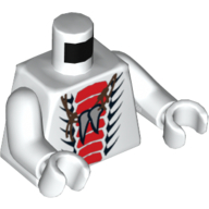 Lego Torso Snake Tooth Necklace and Red and Black Scales Print, White Arms and Hands / White
