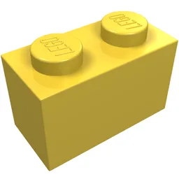 Brick 1 x 2 without Bottom Tube / Yellow