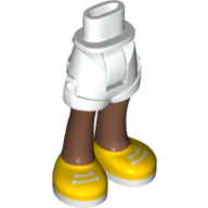 Lego Minidoll Hips and Shorts with Medium Brown Legs and White Laces on Yellow Shoes Print / White