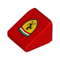 Brick Sloped 30° 1 x 1 x 2/3 with Ferrari Logo Print / Red