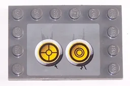Tile, Modified 4 x 6 with Studs on Edges with 2 Yellow Circles with Bionicle Code Pattern 1 (Sticker) - Set 8759