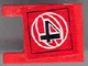 Flag 2 x 2 Square with Flat Edge with Black Number 4 and White Wire Frame Basketball on Red Background Pattern (Sticker) - Sets 3432 / 3433