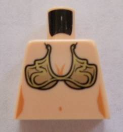 Lego Torso Female Copper and Gold Bikini Bra, Bare Stomach with Navel Pattern