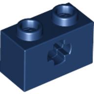Lego Technic Brick 1 x 2 with Axle Hole Type 1 [+ Opening] and Bottom Pin / Dark Blue