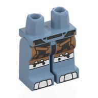 Lego Hips and Sand Blue Legs with Gold Armor Plating, White Kneepads, Toes print / Sand Blue