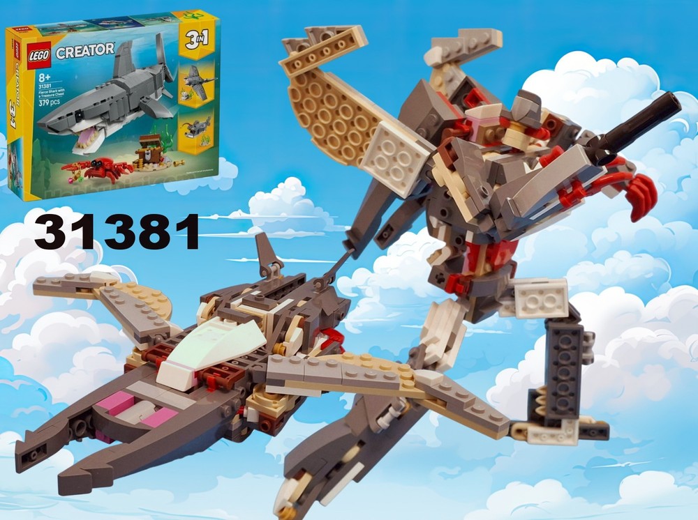 Lego Transformer Space Cruiser /Misfire using LEGO 31381: Fierce Shark