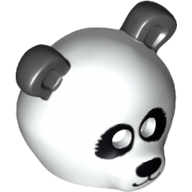 Lego Costume / Mask, Bear with Panda Head with Black Ears, Eyes, and Nose Print / White