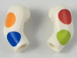 Arm, (Matching Left and Right) Pair with Large Multicolor Polka Dots Pattern / White