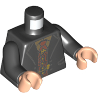 Lego Torso Jacket, Dark Orange Jacket, Tie, Olive Green Shirt, Gold 'M' Pin print, Black Arms, Light Nougat Hands / Black
