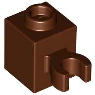 Brick Special 1 x 1 with Clip Vertical [Open O Clip, Hollow Stud] / Reddish Brown