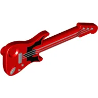 Musical Instrument Guitar Electric with Silver Strings and Black Bat Print