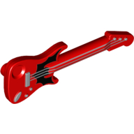 Lego Musical Instrument Guitar Electric with Silver Strings and Black Bat Print / Red