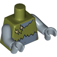 Lego Torso Ragged Crop Top with Bone Clasp Print (Lady Cyclops), Sand Blue Arms and Hands / Olive Green